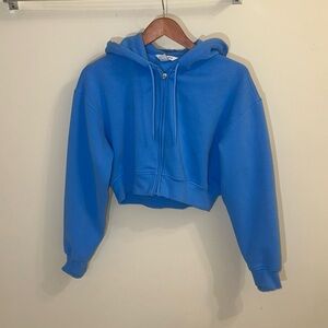 Athleta Blue Cropped Hoodie Jacket